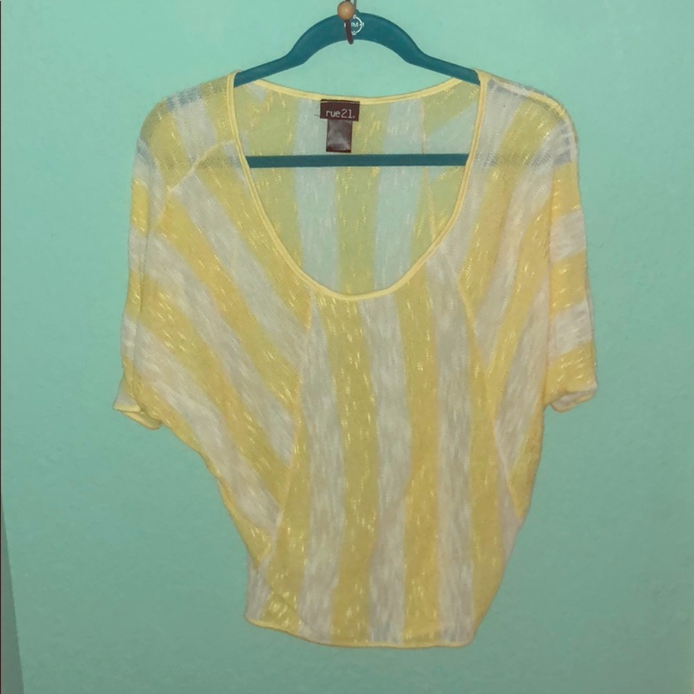 Rue 21 yellow and white striped top S